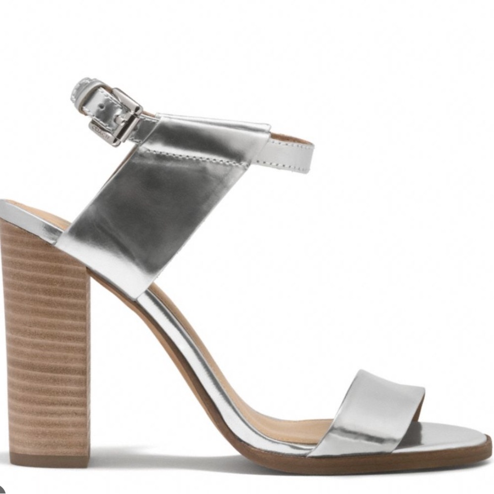 Coach silver block heel platforms